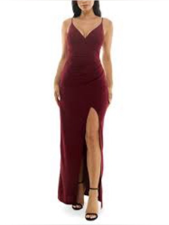 Eamerald Sundae Dresses & Skirts - Elegant Women's Spaghetti-Strap Evening Dress in Deep Plum (134)